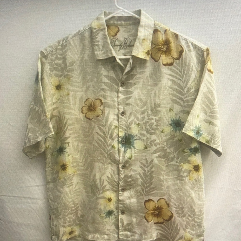 Floral Beige Short Sleeve Shirt